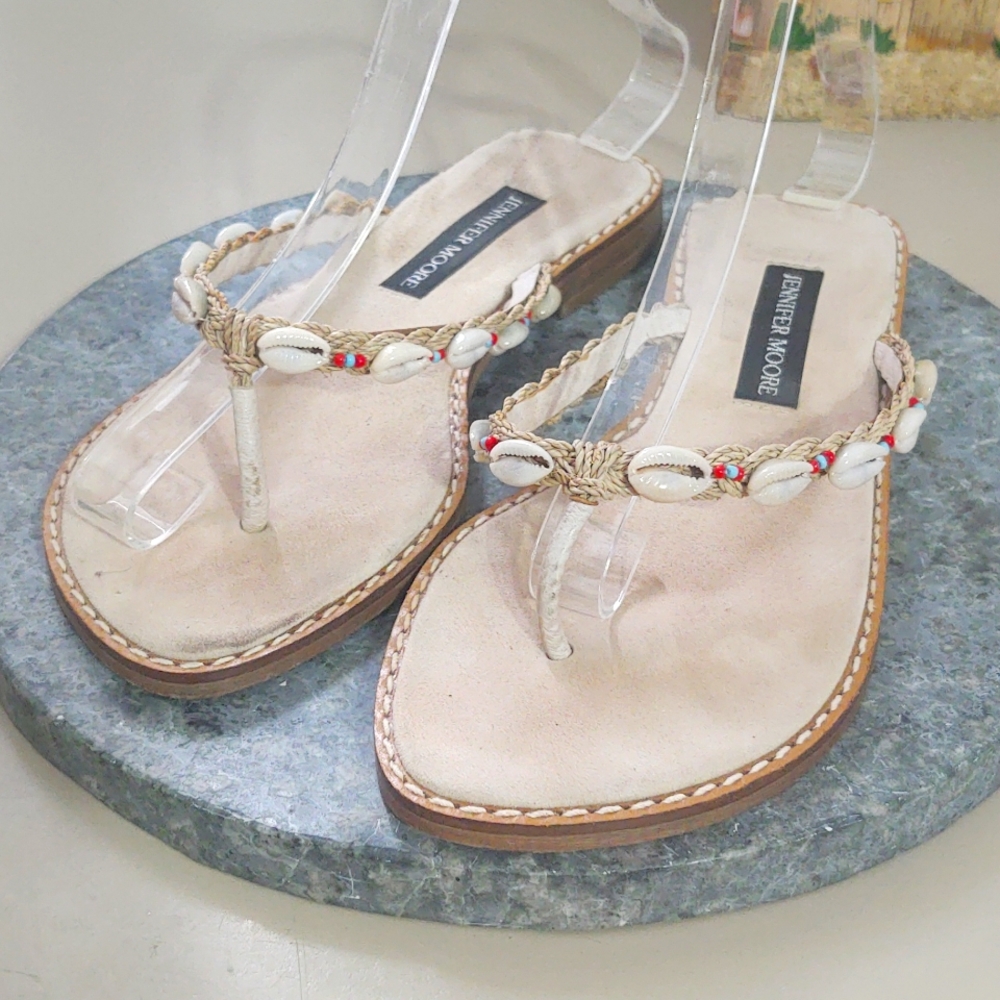 Jennifer Moore LAUREN Seashell Embellished Flip Flops 6